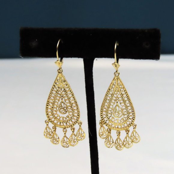 Atasay Jewelry - Atasay 14K Yellow Gold Diamond Cut Fringe Earring